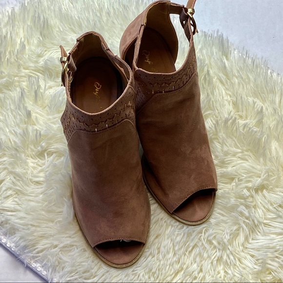 Qupid Peep Toe Block Heel Shootie Boots Booties - Picture 2 of 5